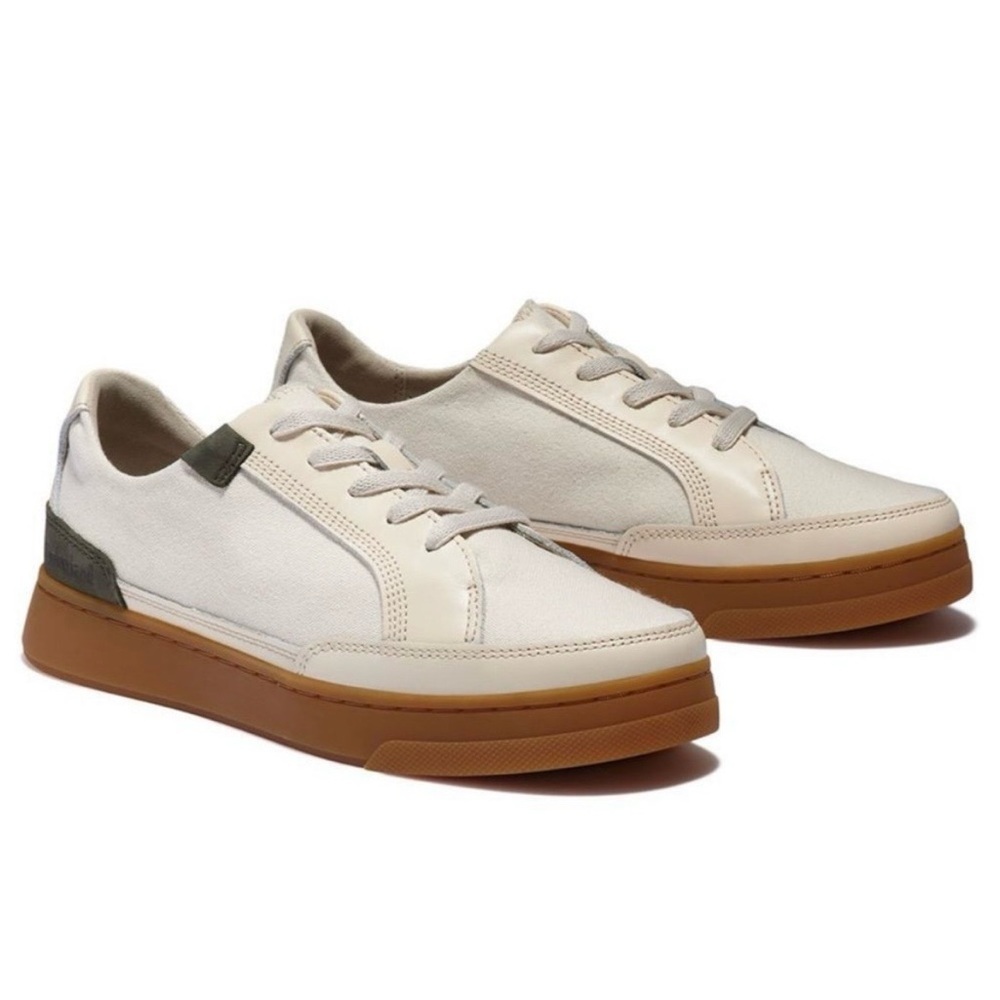 Timberland Earthkeepers Leather Canvas Women's Sneakers Beige Green Size 8.5